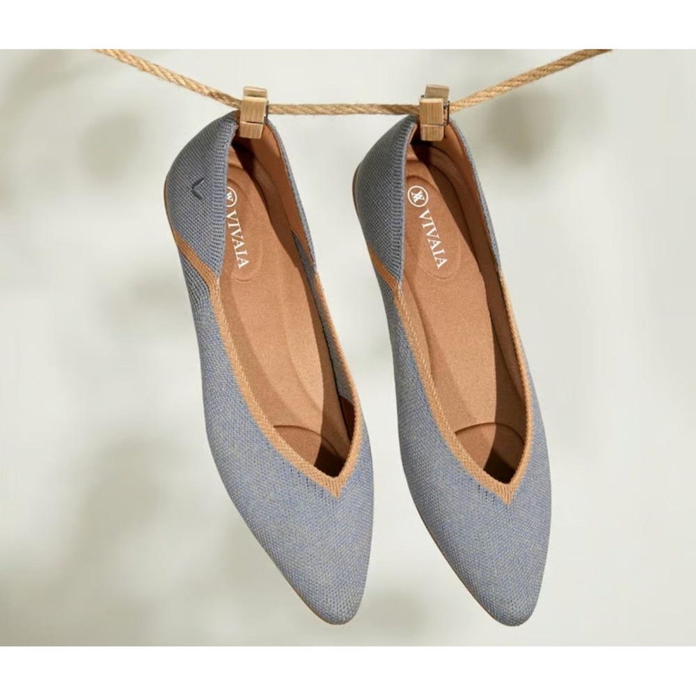 VIVAIA Vienna 2.0 Sandy Blue Knit Pointed Toe Flats EU 40 US 9 NEW